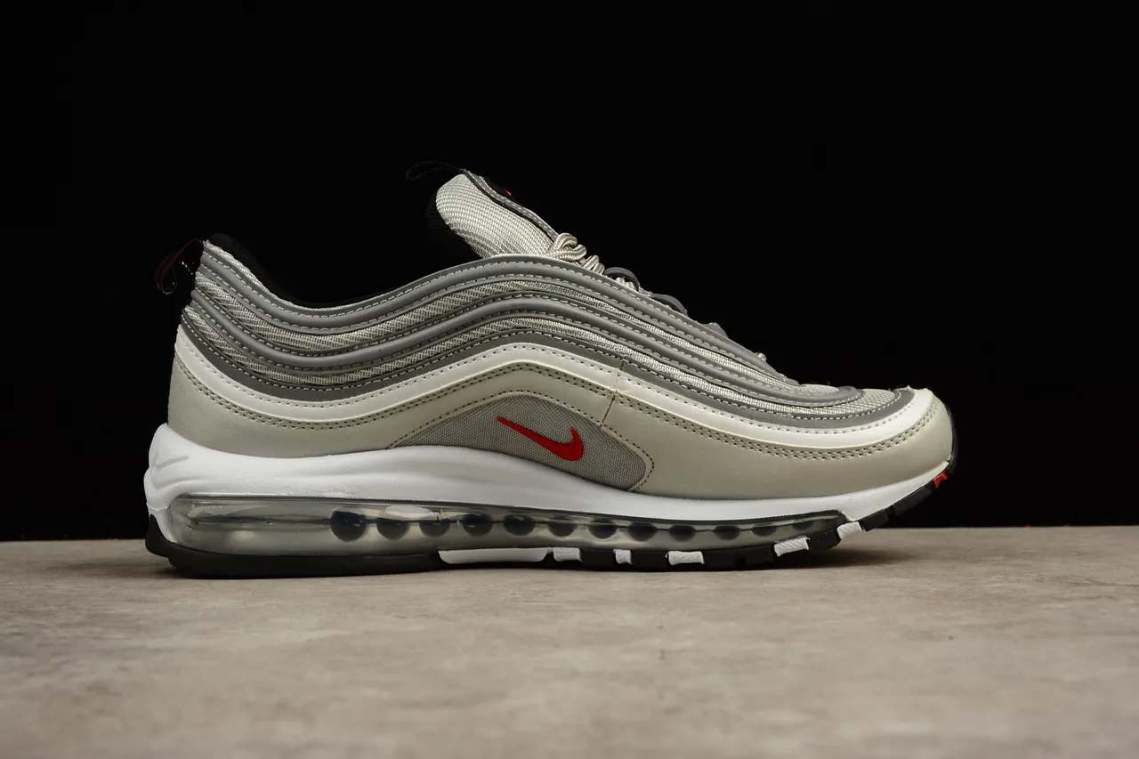Nike Air Max 97 Metallic Silver and Red Lifestyle Sneakers 12