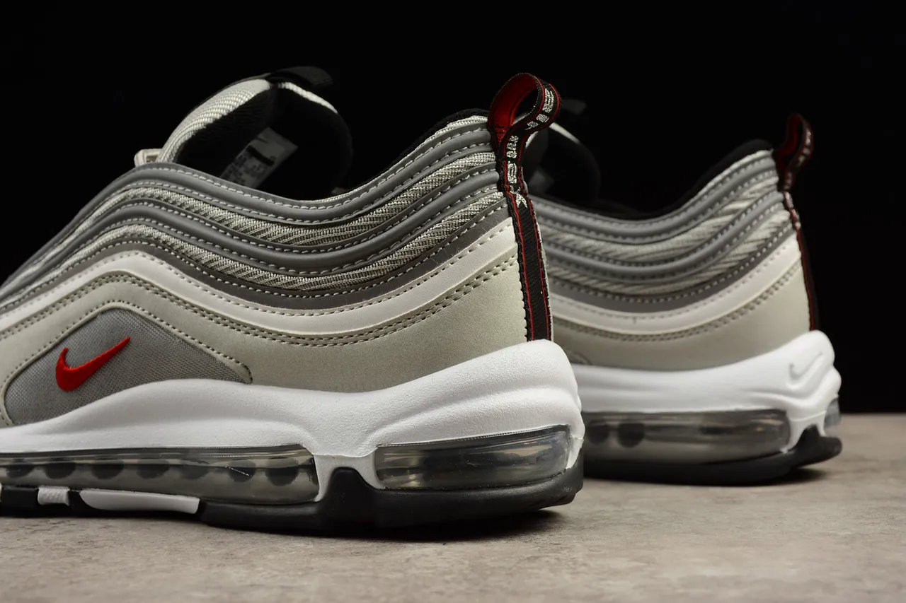 Nike Air Max 97 Metallic Silver and Red Lifestyle Sneakers 16