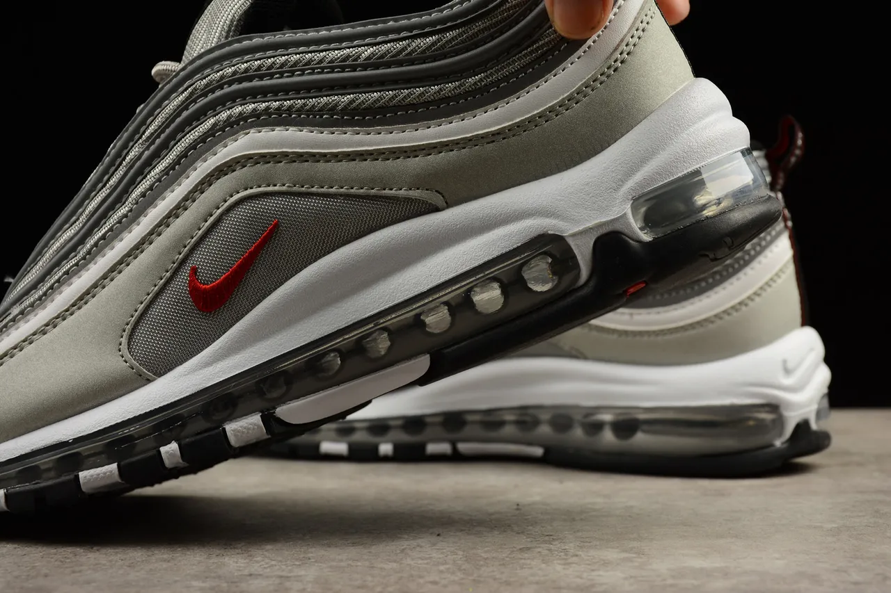 Nike Air Max 97 Metallic Silver and Red Lifestyle Sneakers 17