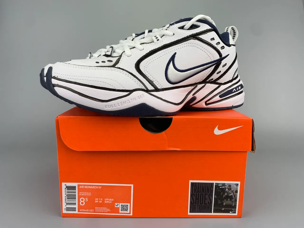 Nike Air Monarch IV White Navy Silver Lifestyle Sneakers 2