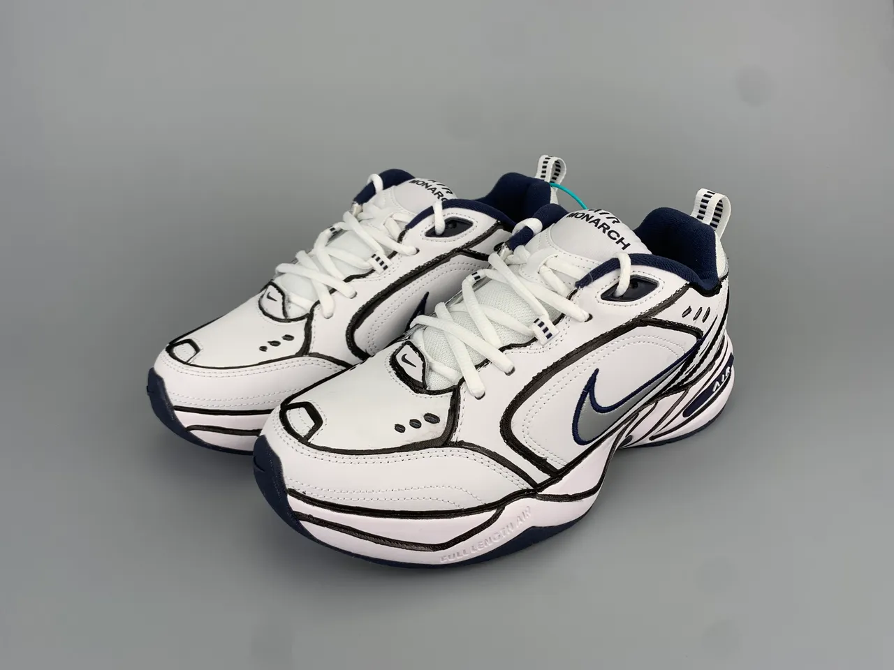 Nike Air Monarch IV White Navy Silver Lifestyle Sneakers 4