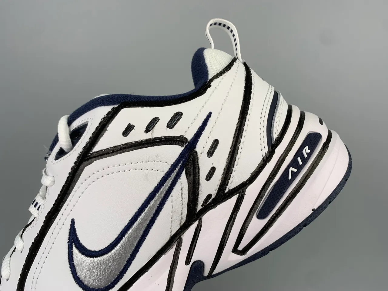 Nike Air Monarch IV White Navy Silver Lifestyle Sneakers 6