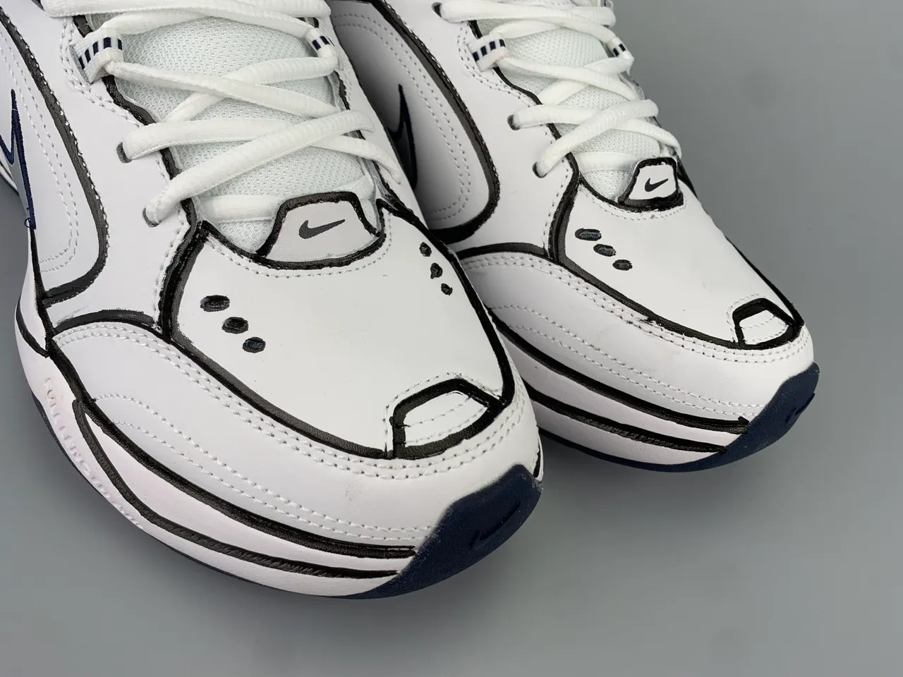 Nike Air Monarch IV White Navy Silver Lifestyle Sneakers 8