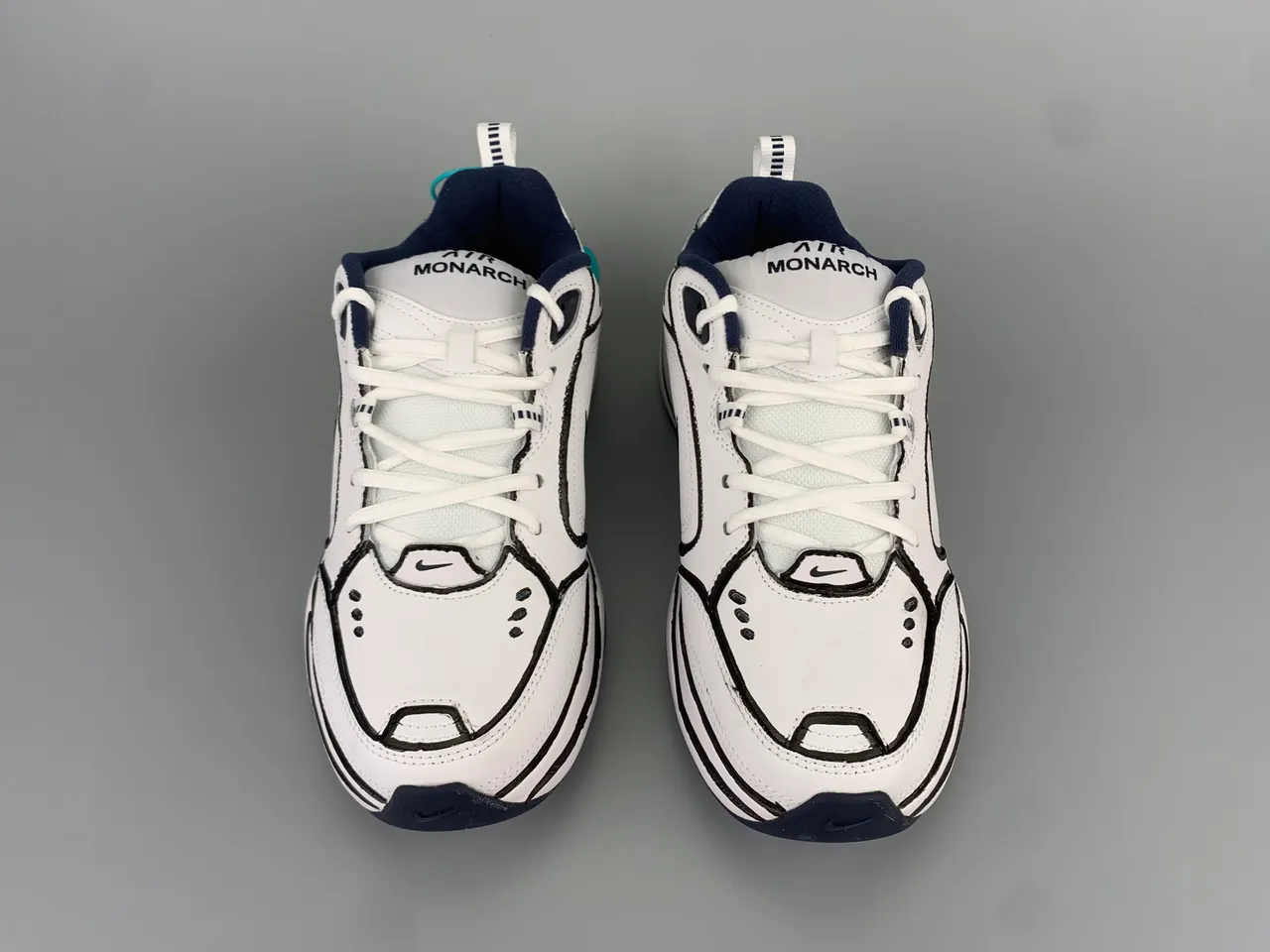 Nike Air Monarch IV White Navy Silver Lifestyle Sneakers 11