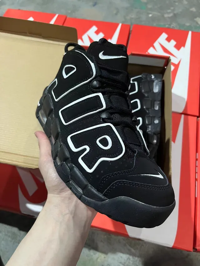 Nike Air More Uptempo Black White Basketball Shoes 2