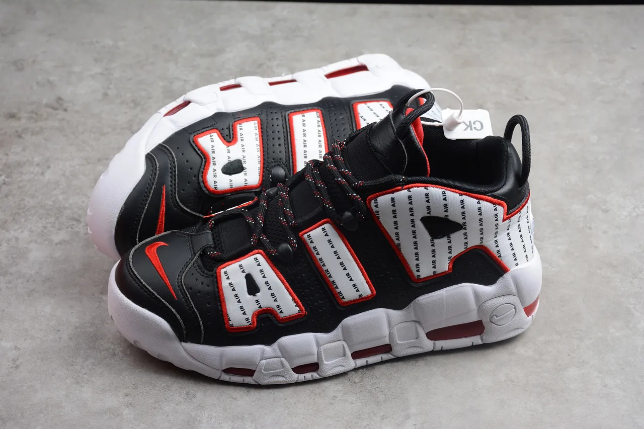 Nike Air More Uptempo Black White Red Basketball Shoes 8
