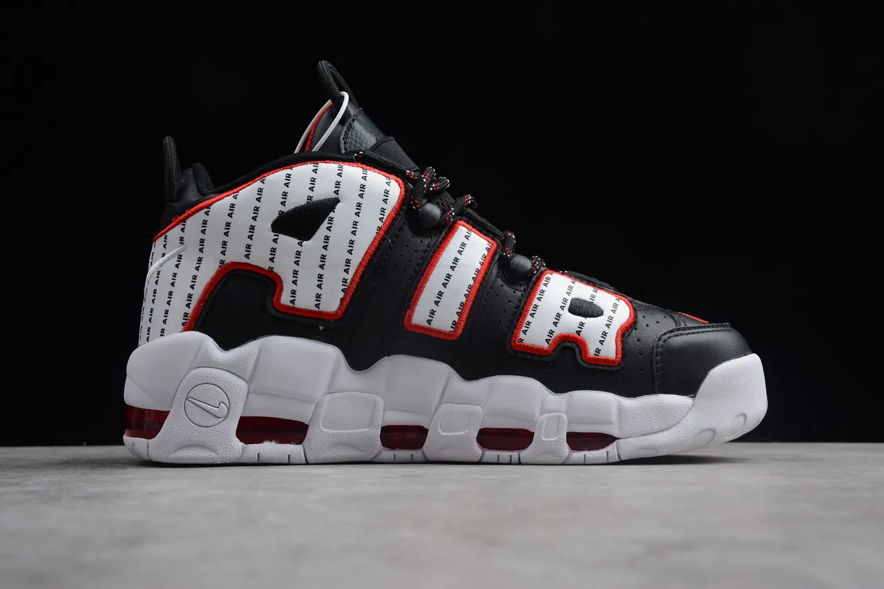 Nike Air More Uptempo Black White Red Basketball Shoes 12