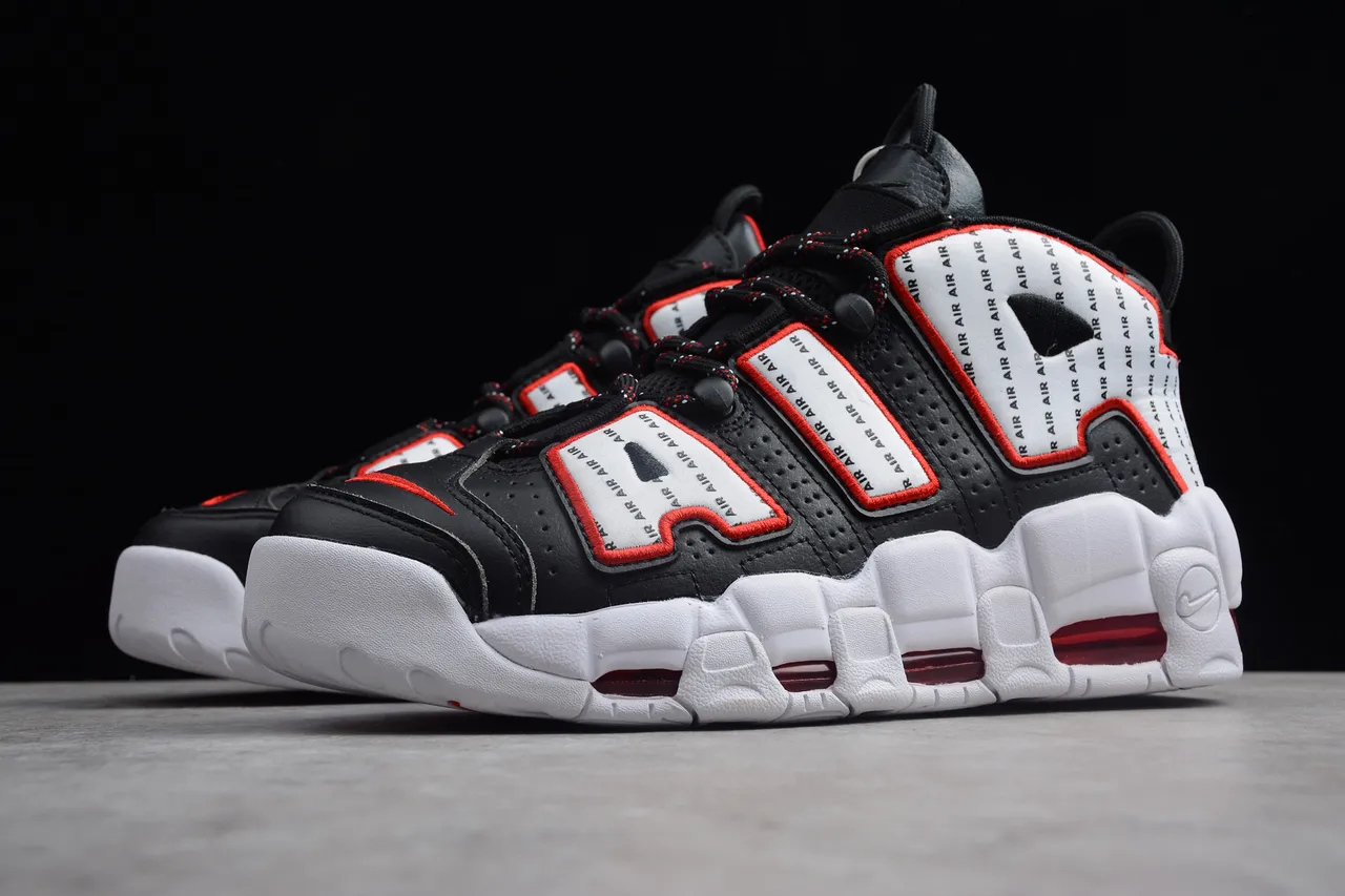 Nike Air More Uptempo Black White Red Basketball Shoes 13
