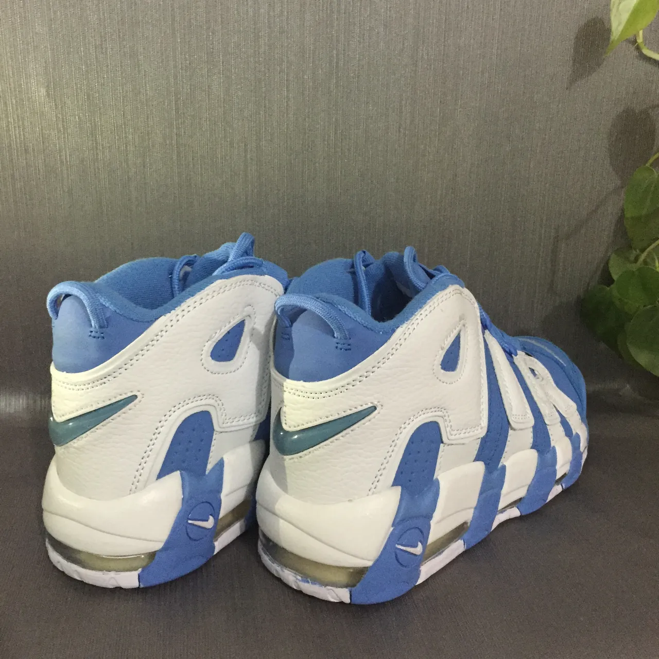 Nike Air More Uptempo White and Royal Blue Basketball Shoes 3