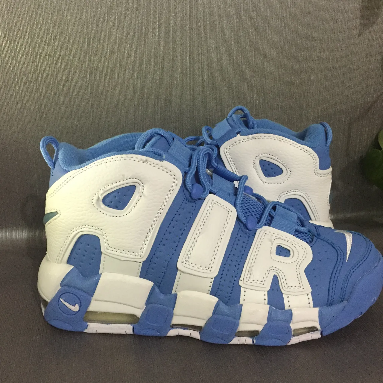 Nike Air More Uptempo White and Royal Blue Basketball Shoes 5