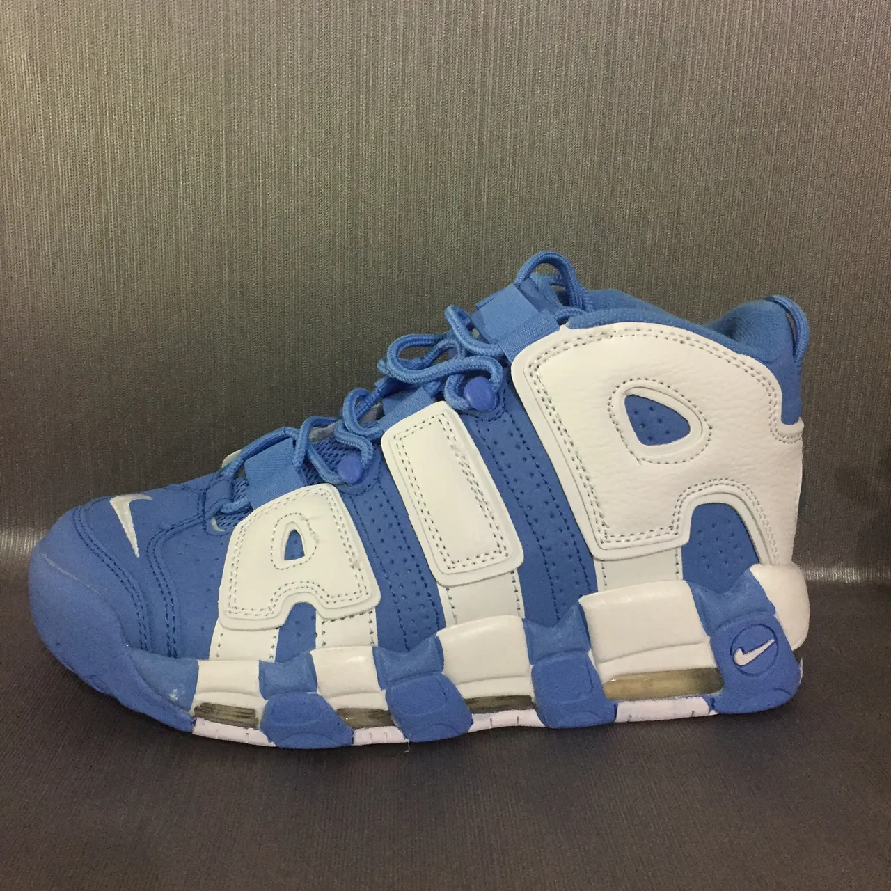 Nike Air More Uptempo White and Royal Blue Basketball Shoes 6