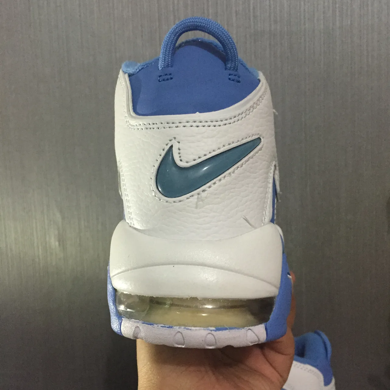 Nike Air More Uptempo White and Royal Blue Basketball Shoes 8