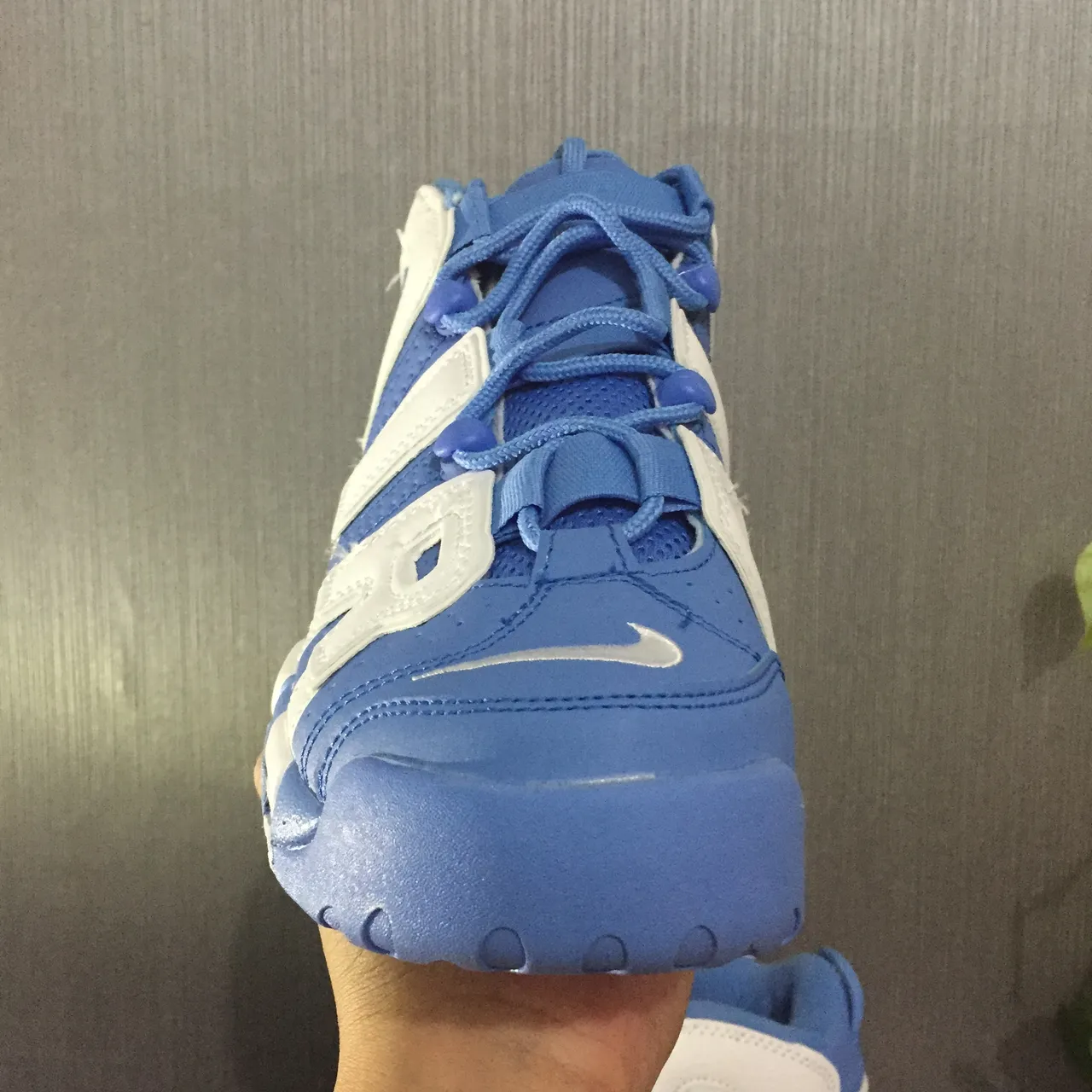 Nike Air More Uptempo White and Royal Blue Basketball Shoes 10