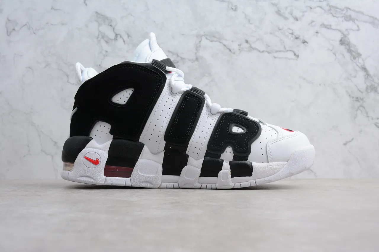 Nike Air More Uptempo White Black Red Basketball Shoes 7