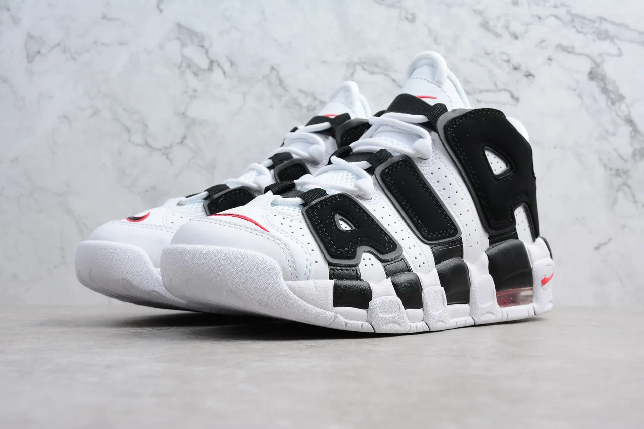 Nike Air More Uptempo White Black Red Basketball Shoes 8