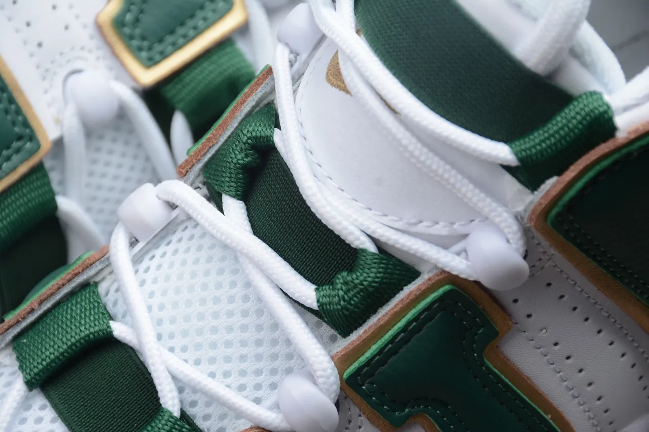 Nike Air More Uptempo White Green Gold Basketball Shoes 7