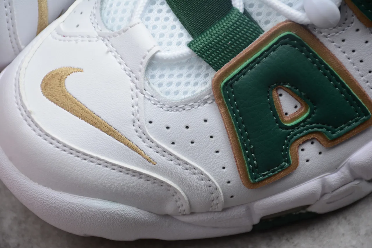 Nike Air More Uptempo White Green Gold Basketball Shoes 8