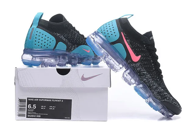 Nike Air VaporMax Flyknit Black Pink Blue Lifestyle Sneakers 2