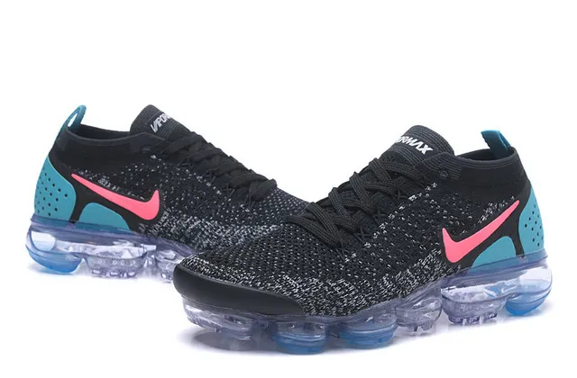 Nike Air VaporMax Flyknit Black Pink Blue Lifestyle Sneakers 6
