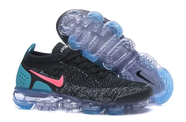 Nike Air VaporMax Flyknit Black Pink Blue Lifestyle Sneakers 7