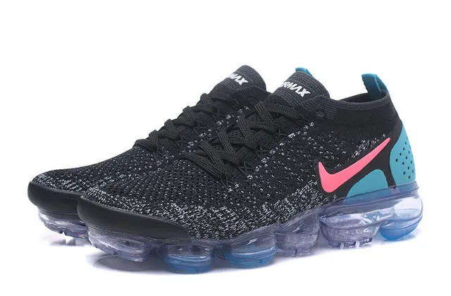 Nike Air VaporMax Flyknit Black Pink Blue Lifestyle Sneakers 8