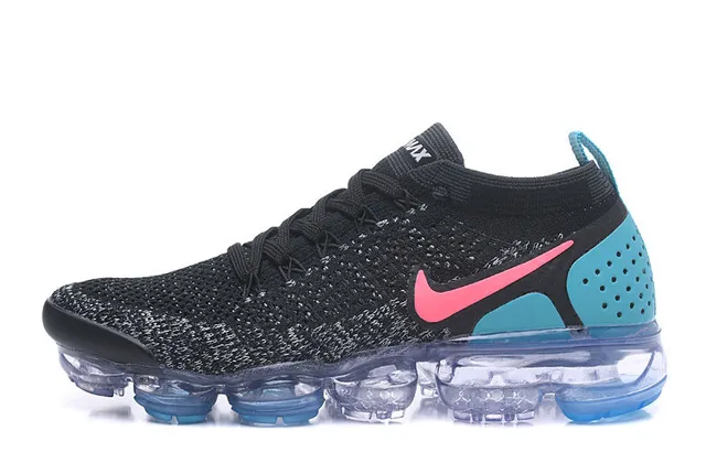 Nike Air VaporMax Flyknit Black Pink Blue Lifestyle Sneakers 9