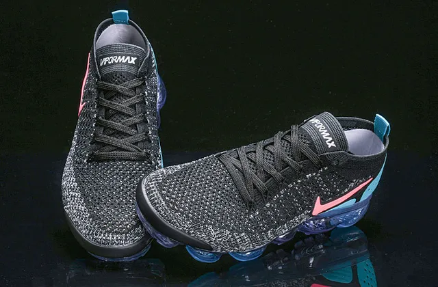 Nike Air VaporMax Flyknit Black Pink Blue Lifestyle Sneakers 11