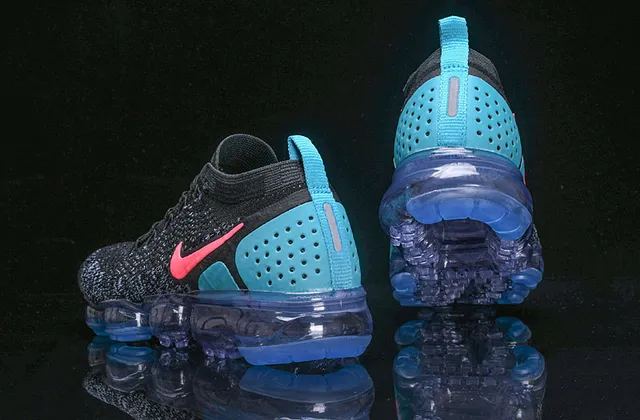 Nike Air VaporMax Flyknit Black Pink Blue Lifestyle Sneakers 12
