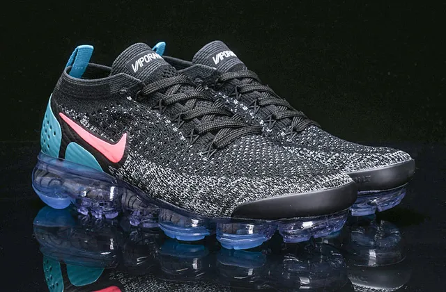Nike Air VaporMax Flyknit Black Pink Blue Lifestyle Sneakers 16