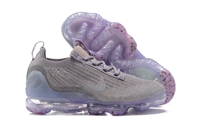 Nike Air VaporMax Flyknit Gray and Translucent Purple Lifestyle Sneakers 14