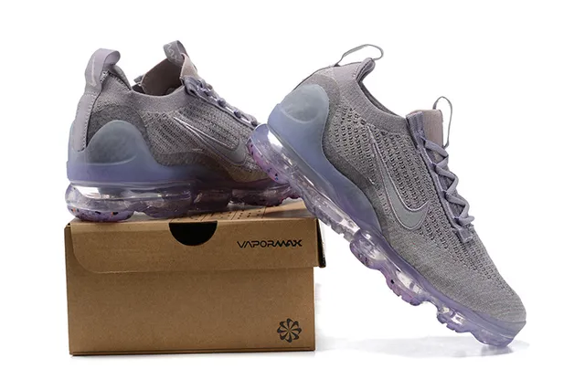 Nike Air VaporMax Flyknit Gray and Translucent Purple Lifestyle Sneakers 16