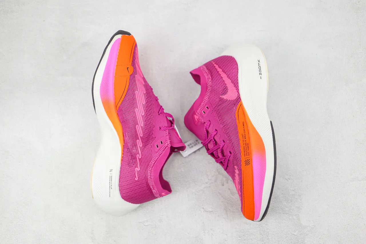 Nike Air Zoom Alphafly Next% Pink Orange Engineered Knit Upper Gradient Midsole Band Running Shoes 2