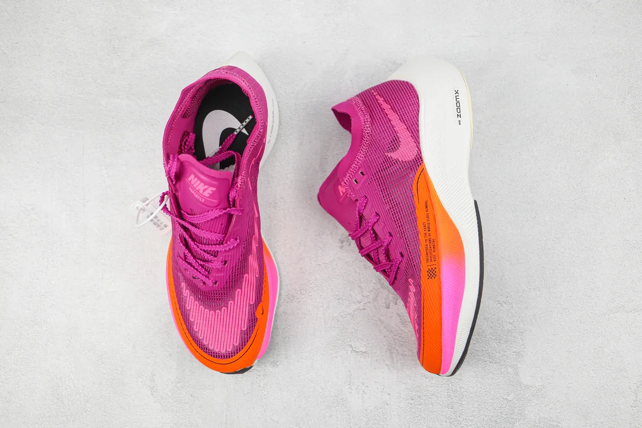 Nike Air Zoom Alphafly Next% Pink Orange Engineered Knit Upper Gradient Midsole Band Running Shoes 3