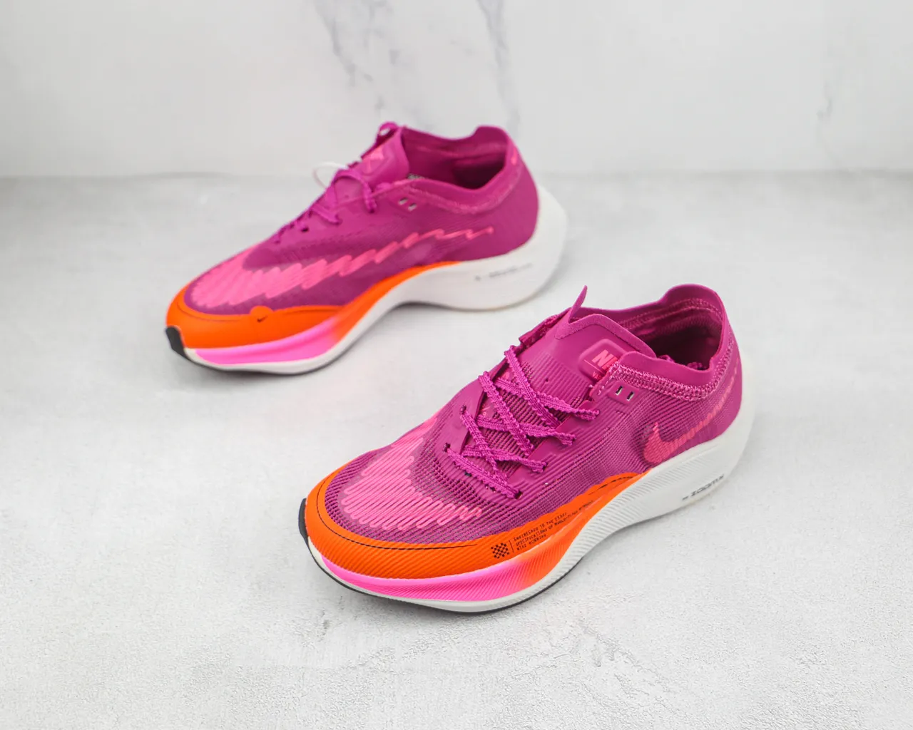 Nike Air Zoom Alphafly Next% Pink Orange Engineered Knit Upper Gradient Midsole Band Running Shoes 4