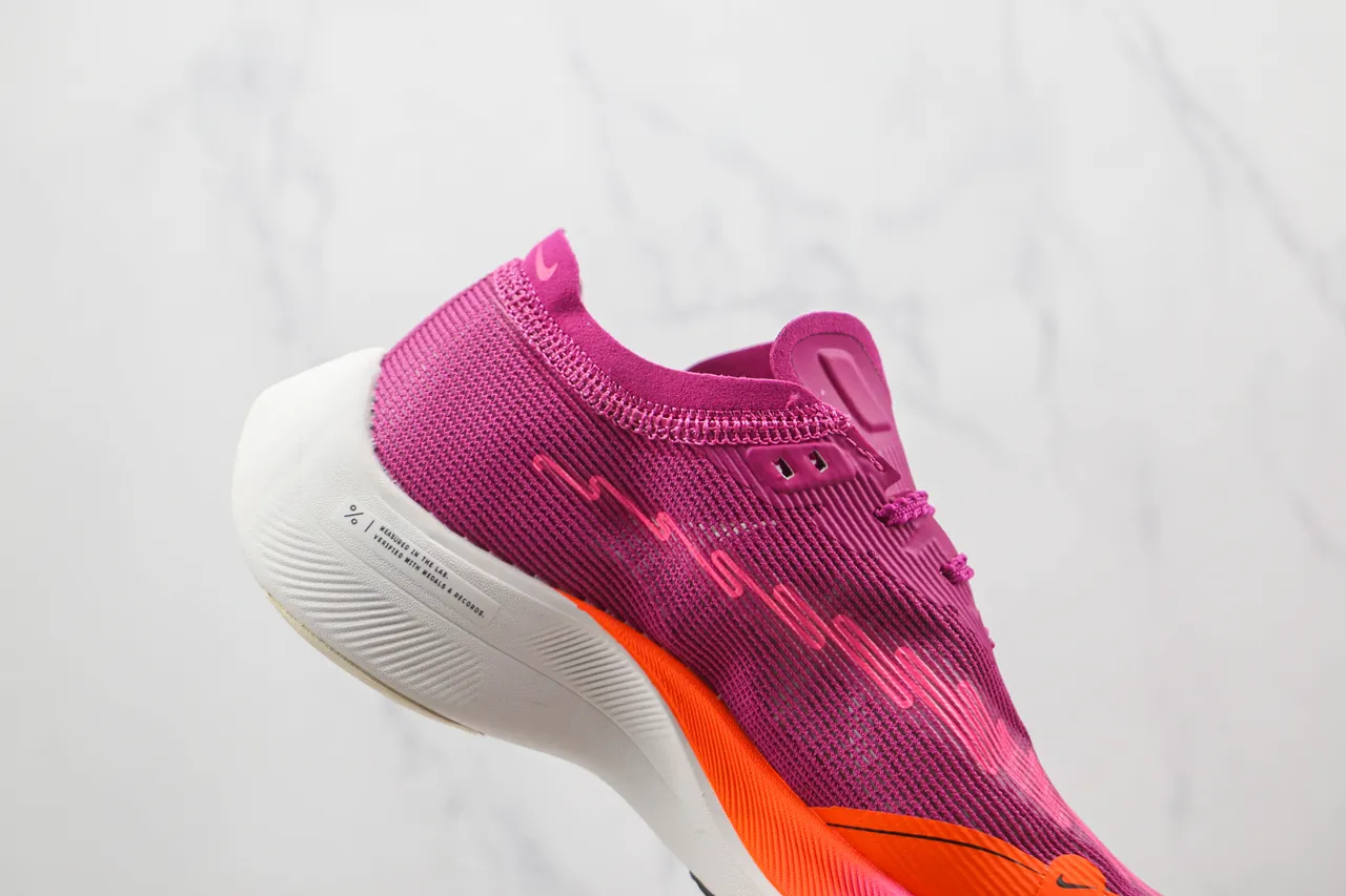 Nike Air Zoom Alphafly Next% Pink Orange Engineered Knit Upper Gradient Midsole Band Running Shoes 5