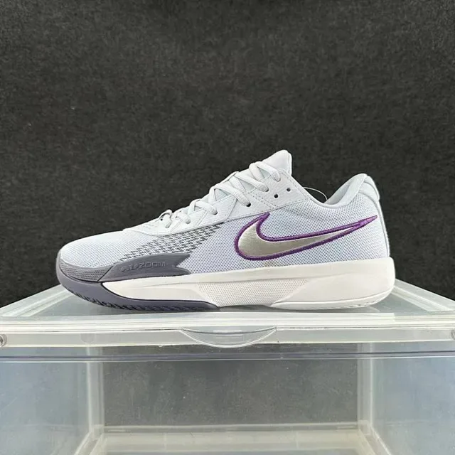 Nike Air Zoom Gray Purple Mesh Upper Metallic Silver Swoosh Lifestyle Sneakers 2