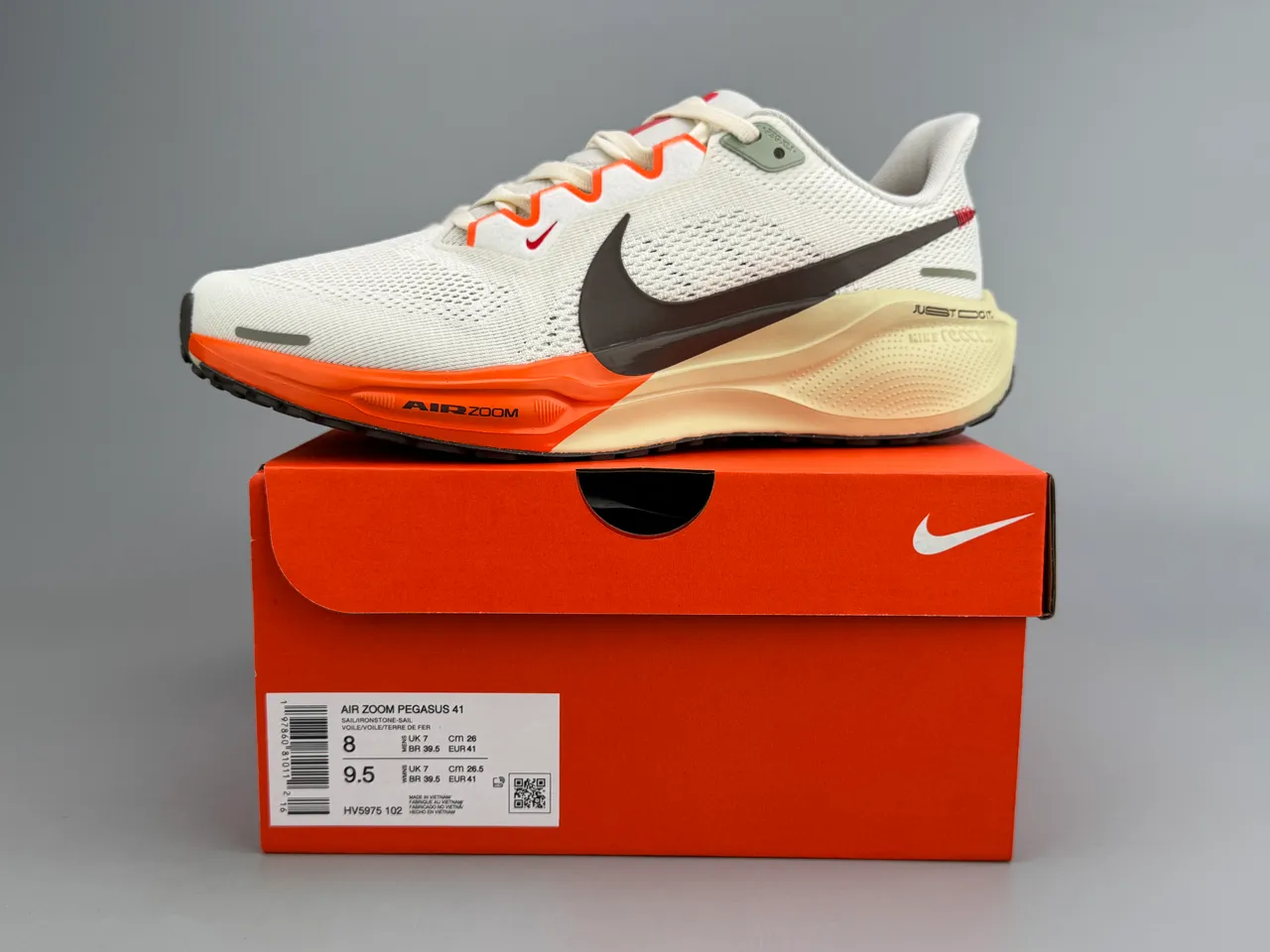 Nike Air Zoom Pegasus Beige Orange Engineered Mesh Upper Forefoot Unit Running Shoes 2