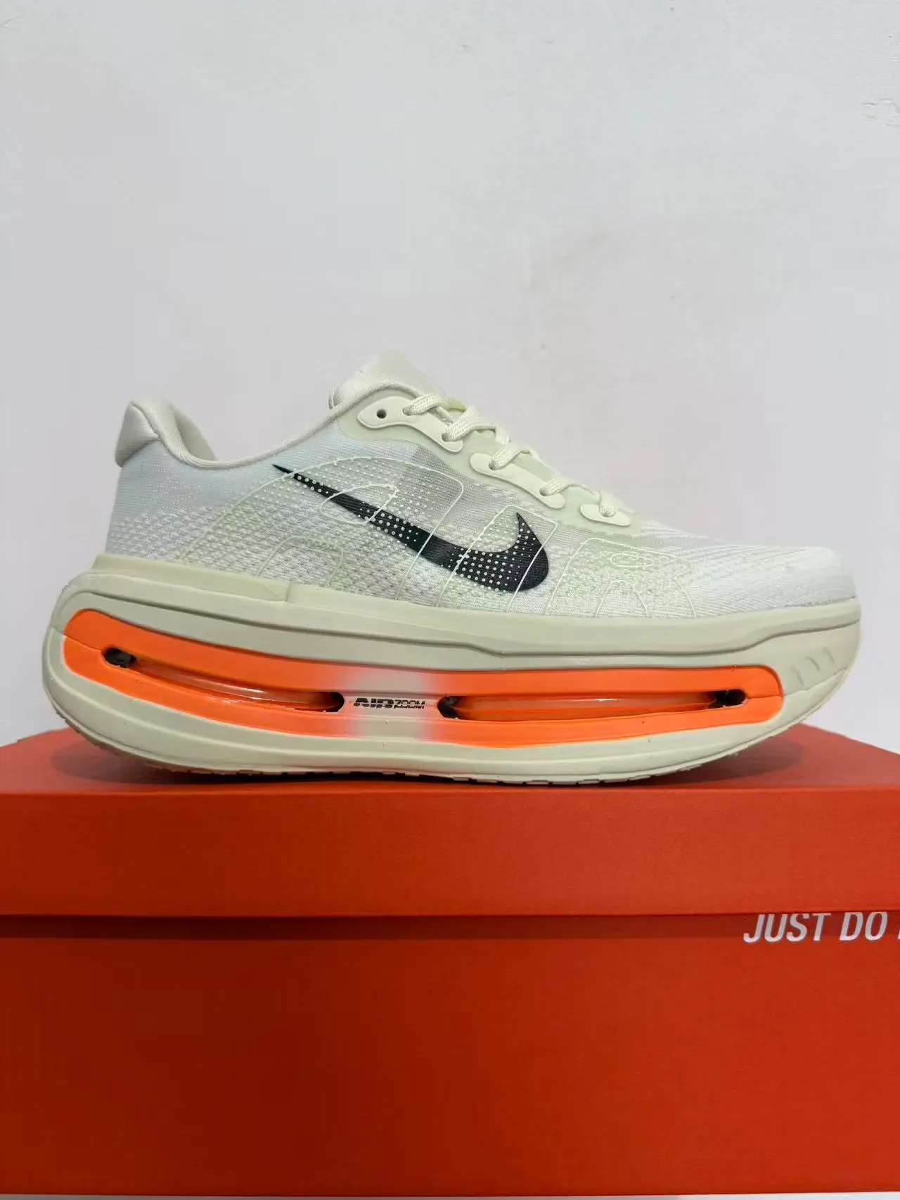 Nike Beige Orange Visible Air Zoom Unit Engineered Mesh Upper Lifestyle Sneakers 6