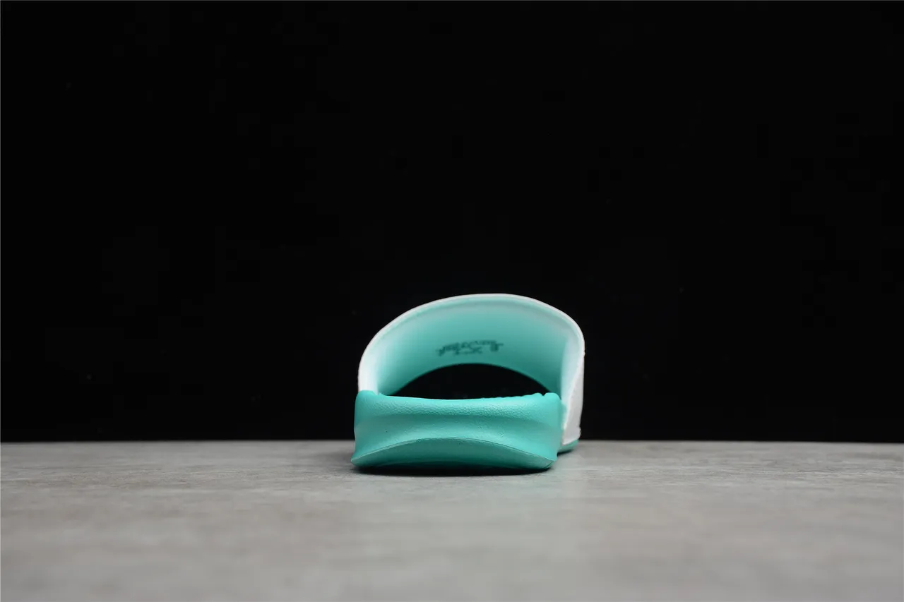 Nike Benassi JDI White and Turquoise Slippers 7