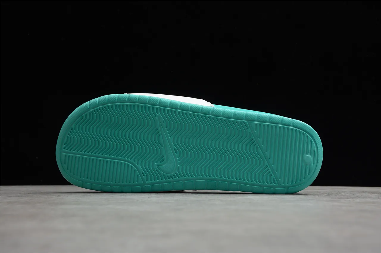 Nike Benassi JDI White and Turquoise Slippers 8