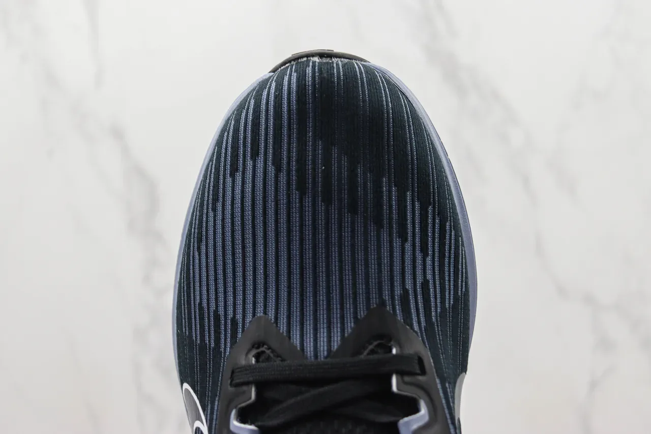 Nike Black Blue Engineered Mesh Upper Tonal Striped Pattern Running Shoes 6