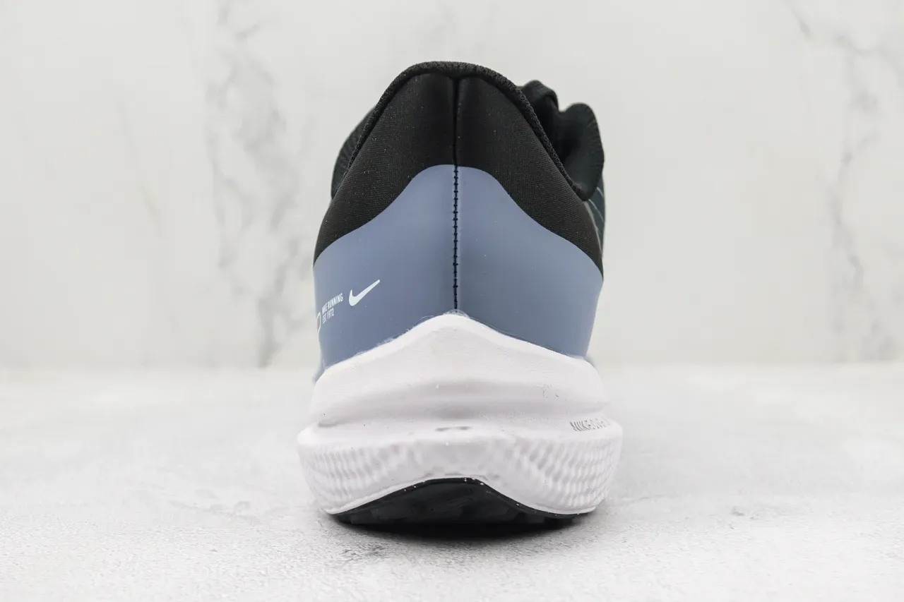 Nike Black Blue Engineered Mesh Upper Tonal Striped Pattern Running Shoes 9
