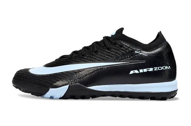 Nike Chaussures de football turf noir et bleu avec tige en tricot et lacets intégrés 6