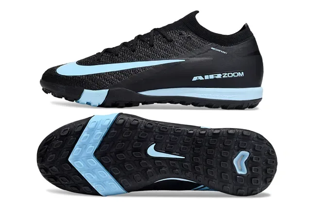 Nike أحذية كرة القدم تورف أسود وأزرق مع upper محبوك سيليويت لور-كات 5