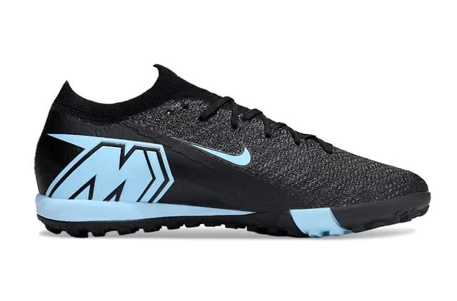 Nike أحذية كرة القدم تورف أسود وأزرق مع upper محبوك سيليويت لور-كات 7