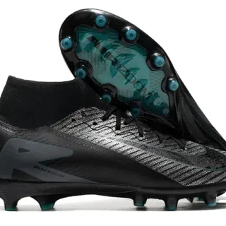 Nike Black Blue Knit Upper Sock-Fit Collar Firm-Ground Soccer Shoes