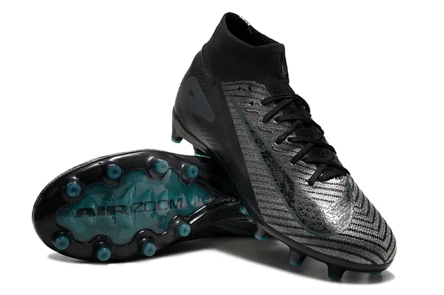 Nike Black Blue Knit Upper Sock-Fit Collar Firm-Ground Soccer Shoes 3