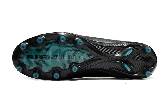 Nike Black Blue Knit Upper Sock-Fit Collar Firm-Ground Soccer Shoes 6