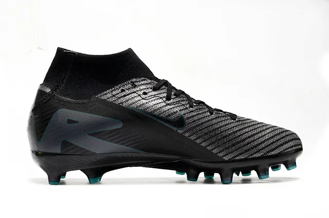 Nike Black Blue Knit Upper Sock-Fit Collar Firm-Ground Soccer Shoes 7
