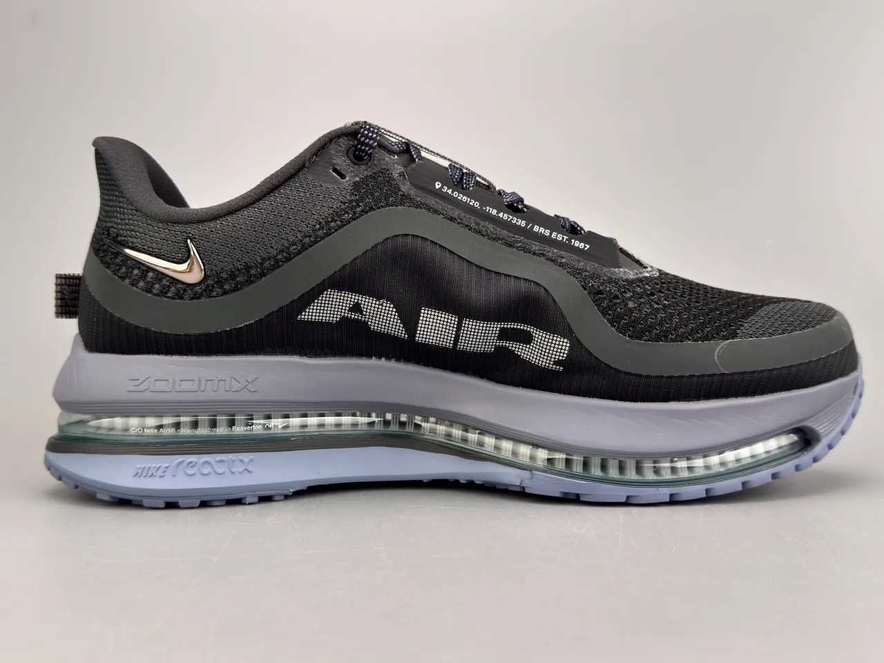 Nike Black Gray Knit Upper Air Zoom Visible Unit Running Shoes 10